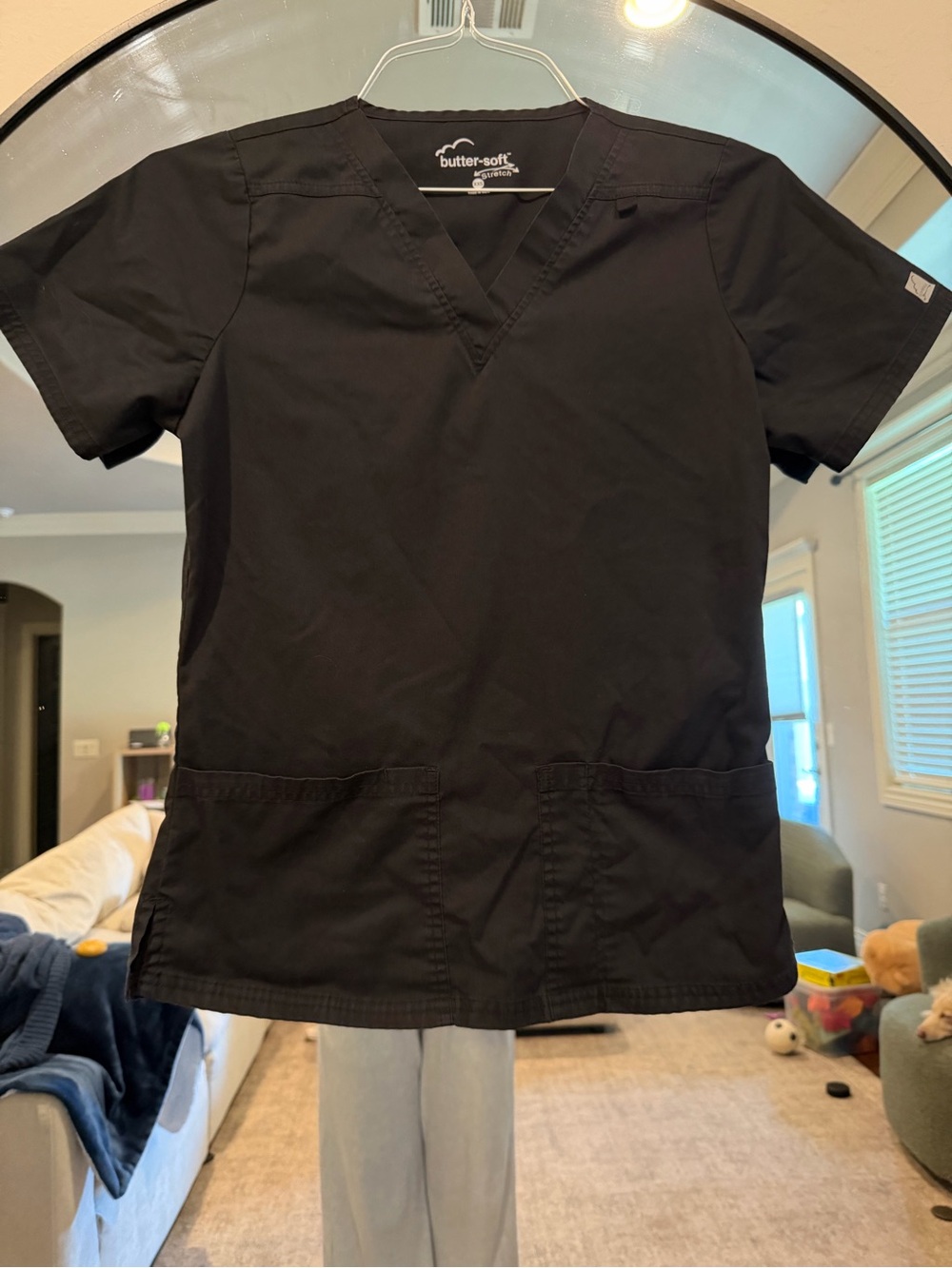 butter-soft Black V-Neck Medical Scrub Top